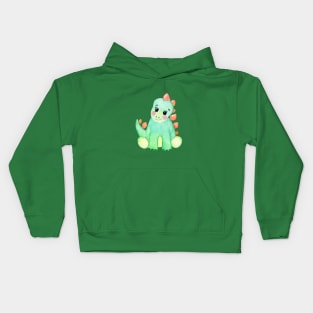 Cute green baby dinosaur Kids Hoodie